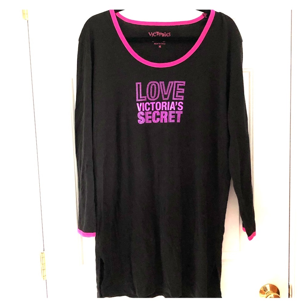 VICTORIAS SECRET PINK SCOOPNECKPINK SLEEP TEESHIRT I HAD A LATE NIGHT XS NWT